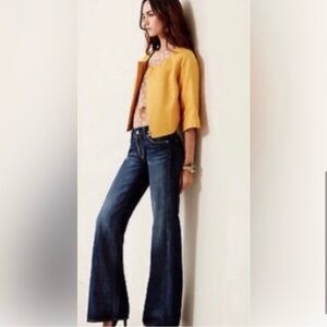 AG ADRIANO GOLDSCHMIED The Bell Jeans Flare Leg Denim Low Rise Dark Wash  Bottom